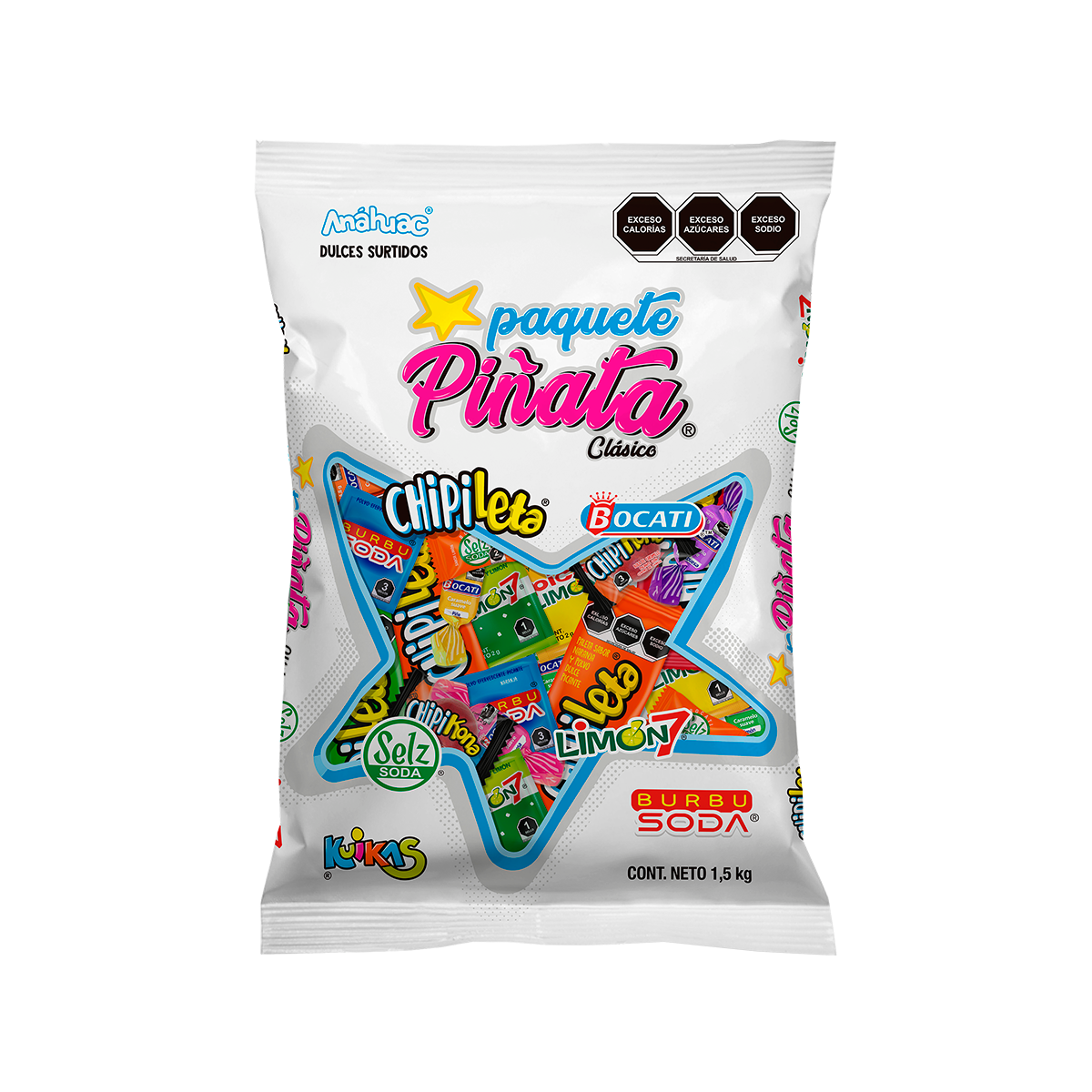 Anahuac Paquete Pinata/Assorted 1.5kg Mexican Candy POS - Dulceria Mexicana "El Toto"