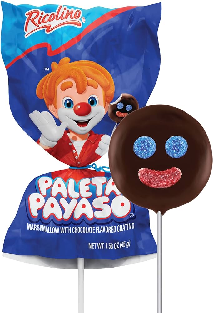 Ricolino Paleta Payaso 10Ct Marshmallow Chocolate Lollipop Mexican Candy POS - Dulceria Mexicana "El Toto"