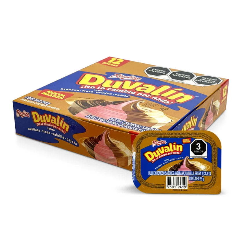 Ricolino Duvalin 4 Sabores Mexican candy with chocolate, hazelnut, strawberry and vanilla flavors