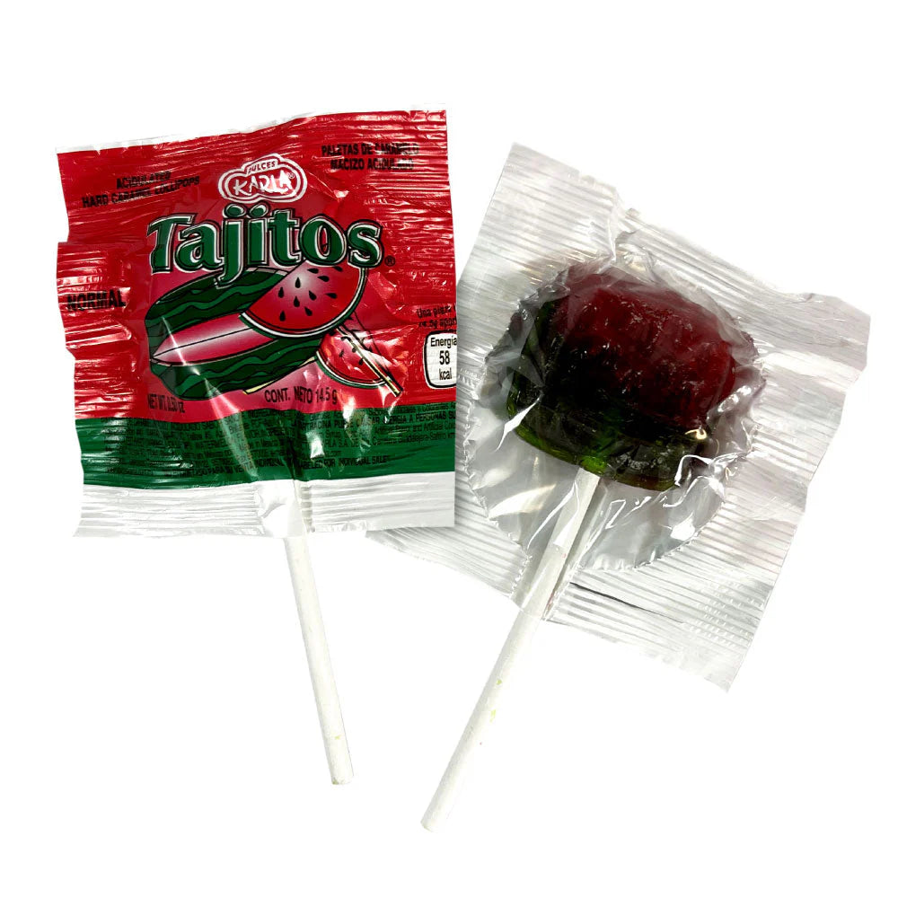 Karla Tajitos 40Ct Watermelon Lollipop Mexican Candy POS - Dulceria Mexicana "El Toto"