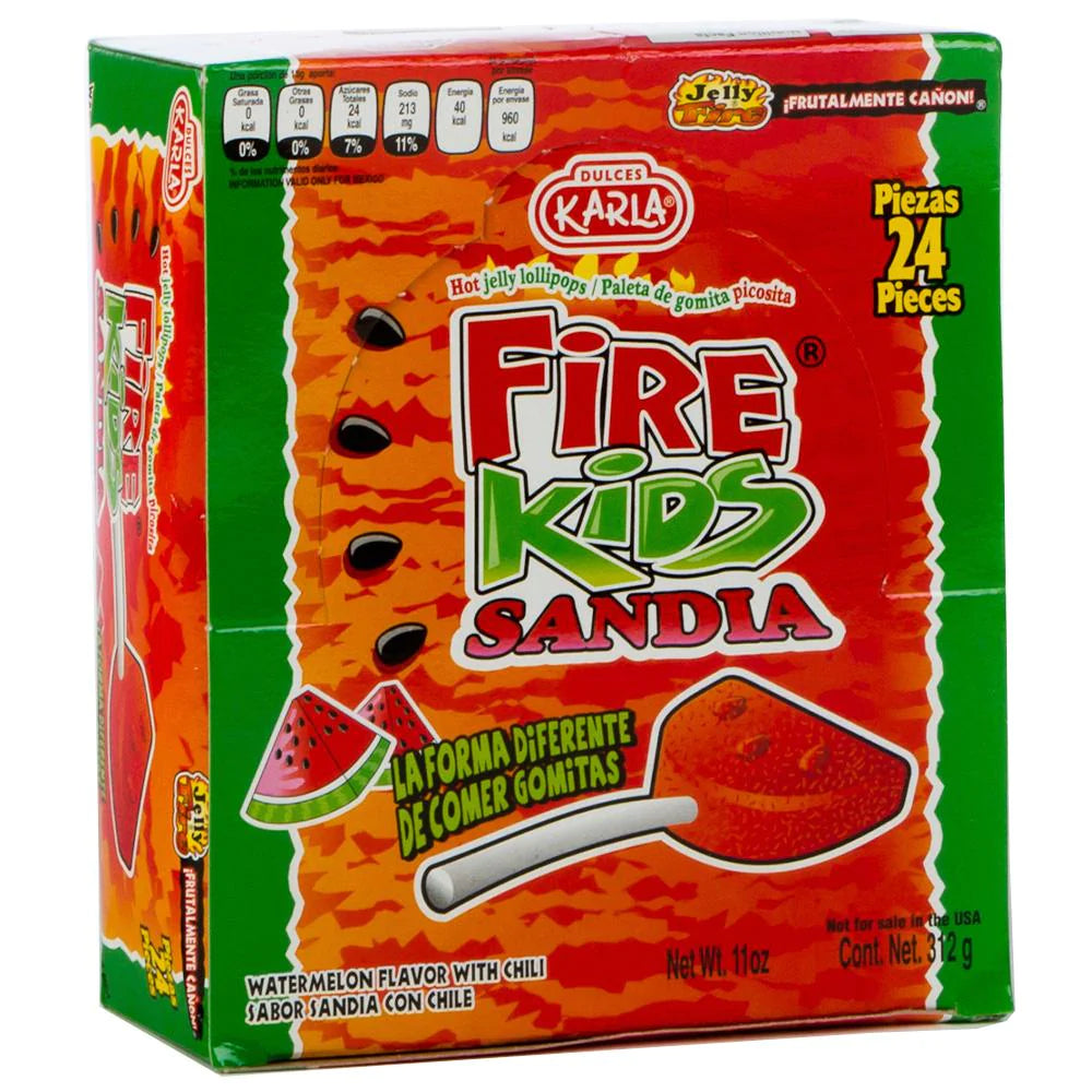 Karla Fire Kids Sandia 24ct Watermelon Mexican Candy POS - Dulceria Mexicana "El Toto"