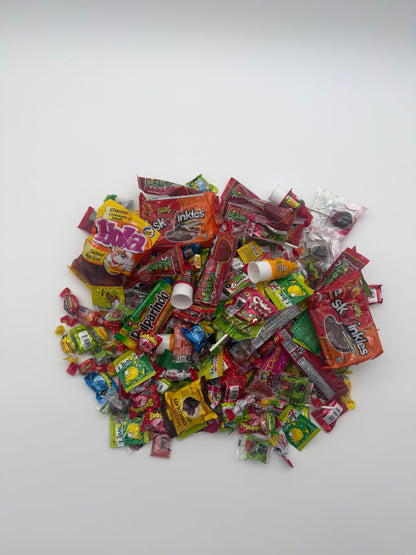 Mexican candy bundles with assorted sweet and spicy Mexican candies in boxes
