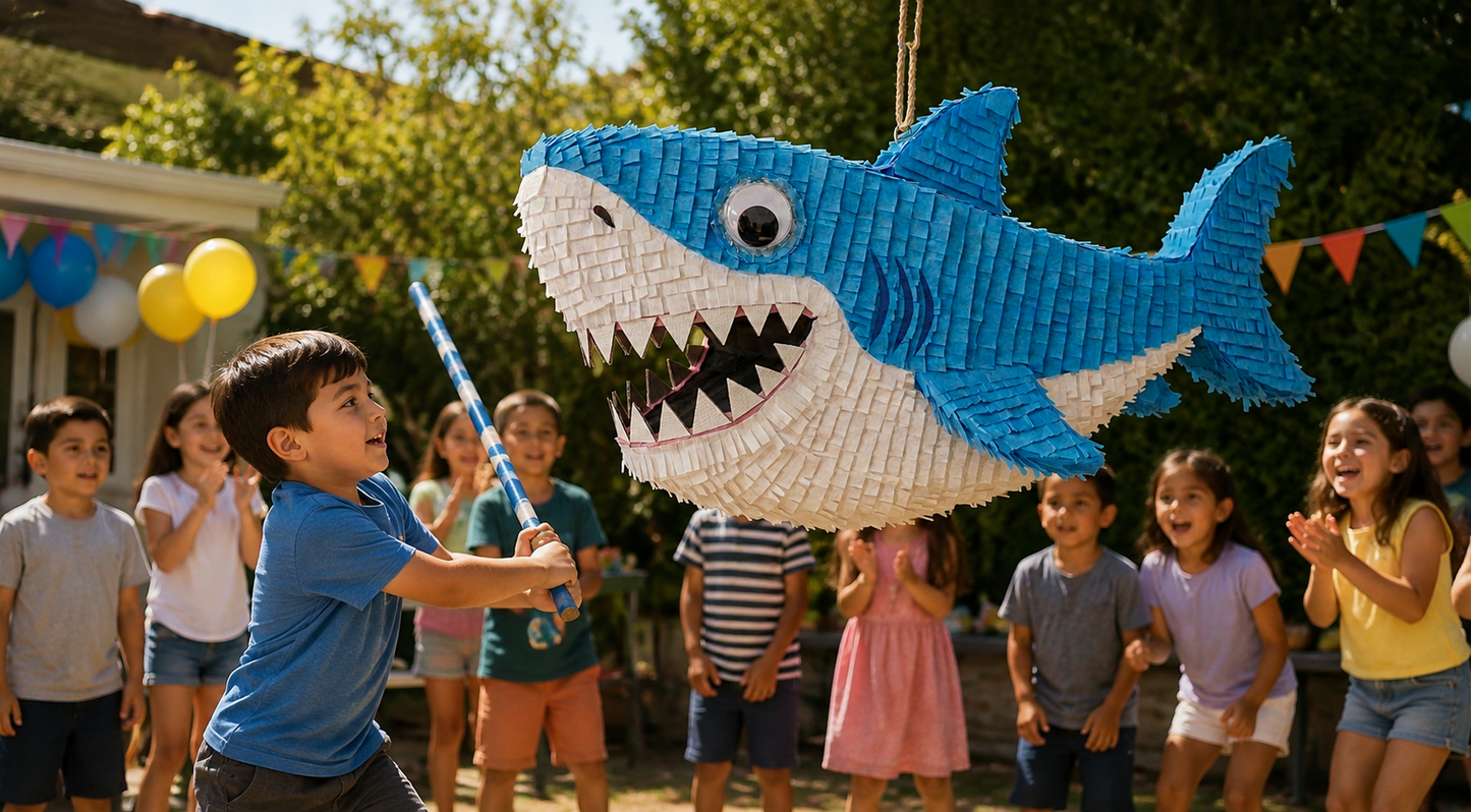 Blue Shark Piñata – 20 Inch Handmade Birthday Party Piñata