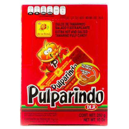 De La Rosa Pulparindo Xtra Hot 20ct Tamarind Mexican POS - Dulceria Mexicana "El Toto"