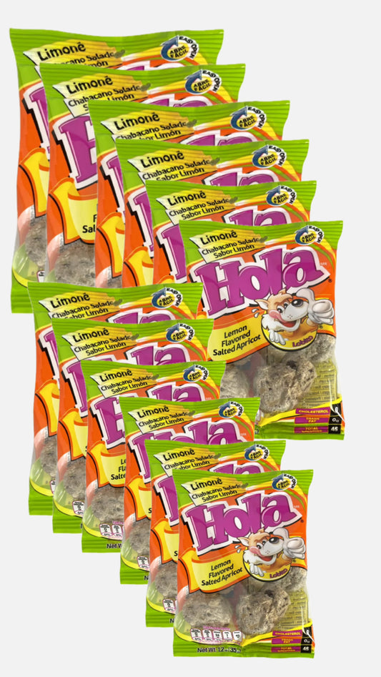 Hola Saladitos Limon/Lemon 12 ct Mexican Candy POS - Dulceria Mexicana "El Toto"