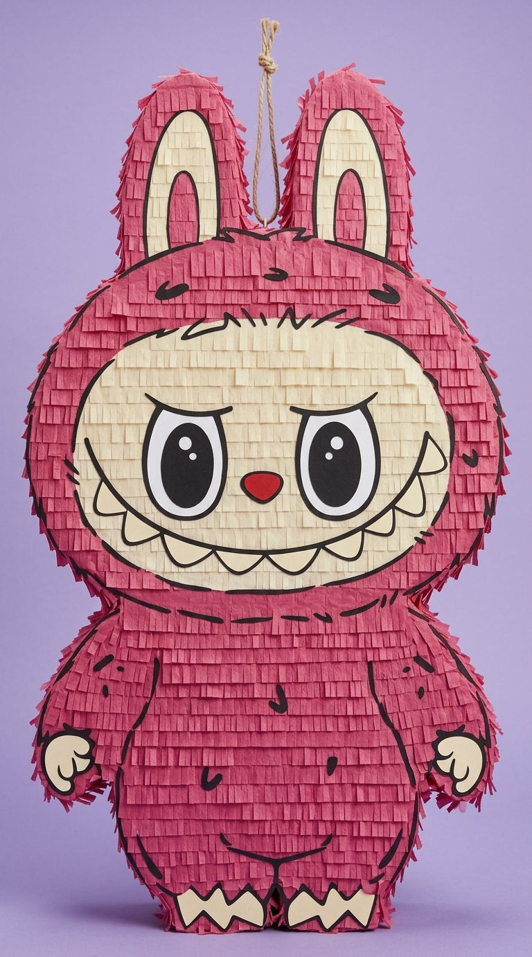 Handmade Labubu piñata, 30 inch Labubu birthday party piñata, standing upright