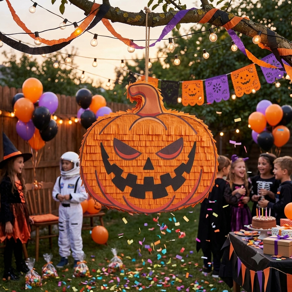 20 inch handmade pumpkin piñata for Halloween party and fall birthday with free shipping in the USA