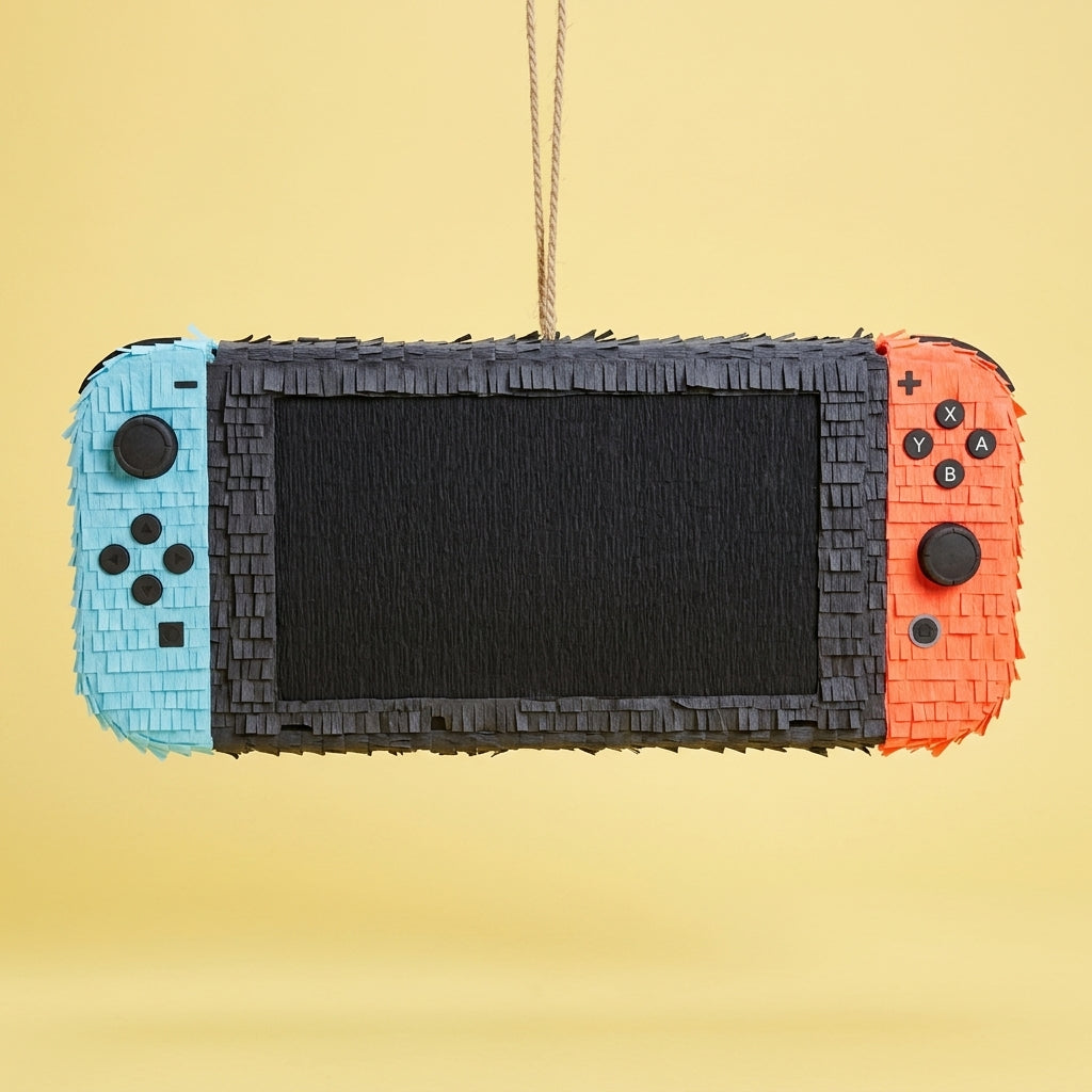 20 inch handmade Nintendo Switch inspired piñata for gaming birthday party with free shipping in the USA
