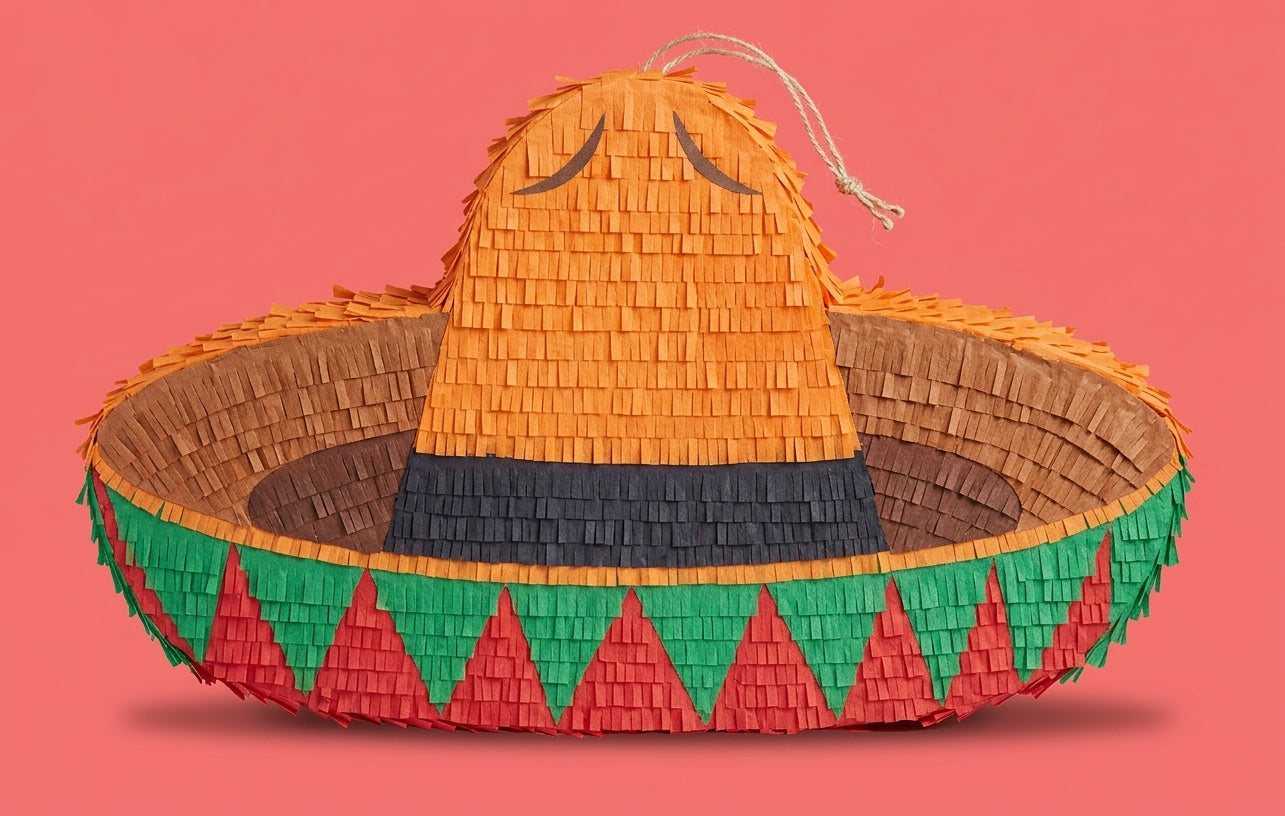 20 inch handmade Mexican sombrero piñata for Mexican fiesta party with free shipping in the USA