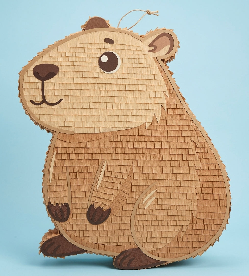 20 inch handmade capybara piñata for capybara themed birthday party with free shipping in the USA