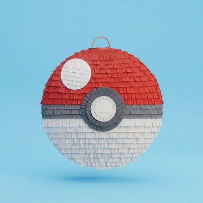 Handmade Pokéball piñata, 30 inch red and white Pokémon birthday party piñata