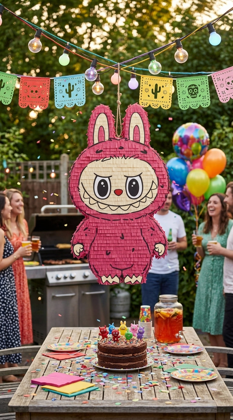 20 inch handmade Labubu-inspired piñata for birthday party with free shipping in the USA