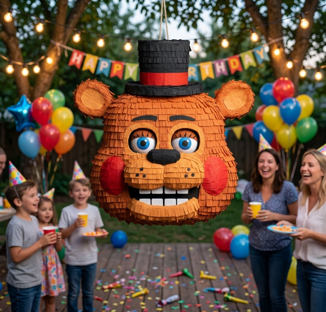 20 inch handmade Five Nights at Freddy’s inspired piñata for gaming birthday party with free shipping in the USA