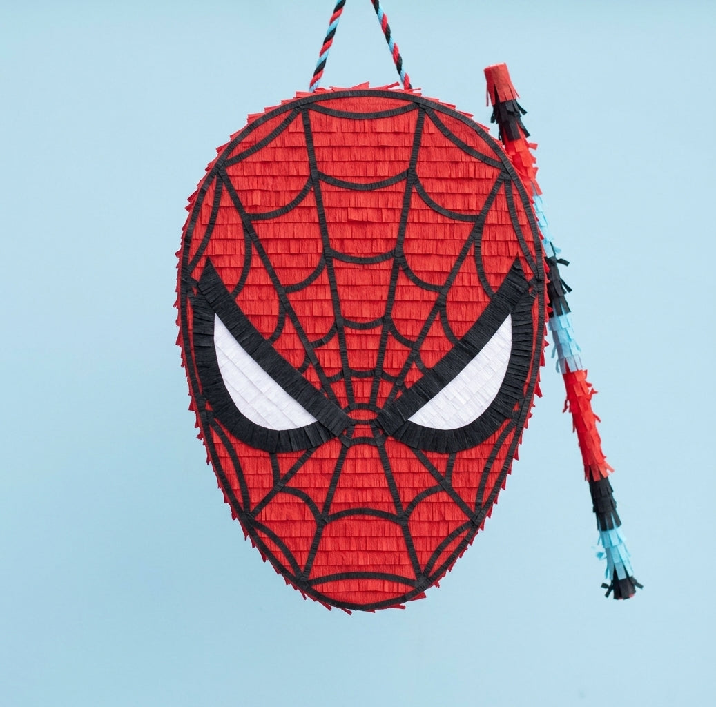 20 inch handmade Spider-Man face piñata for superhero birthday party with free USA shipping