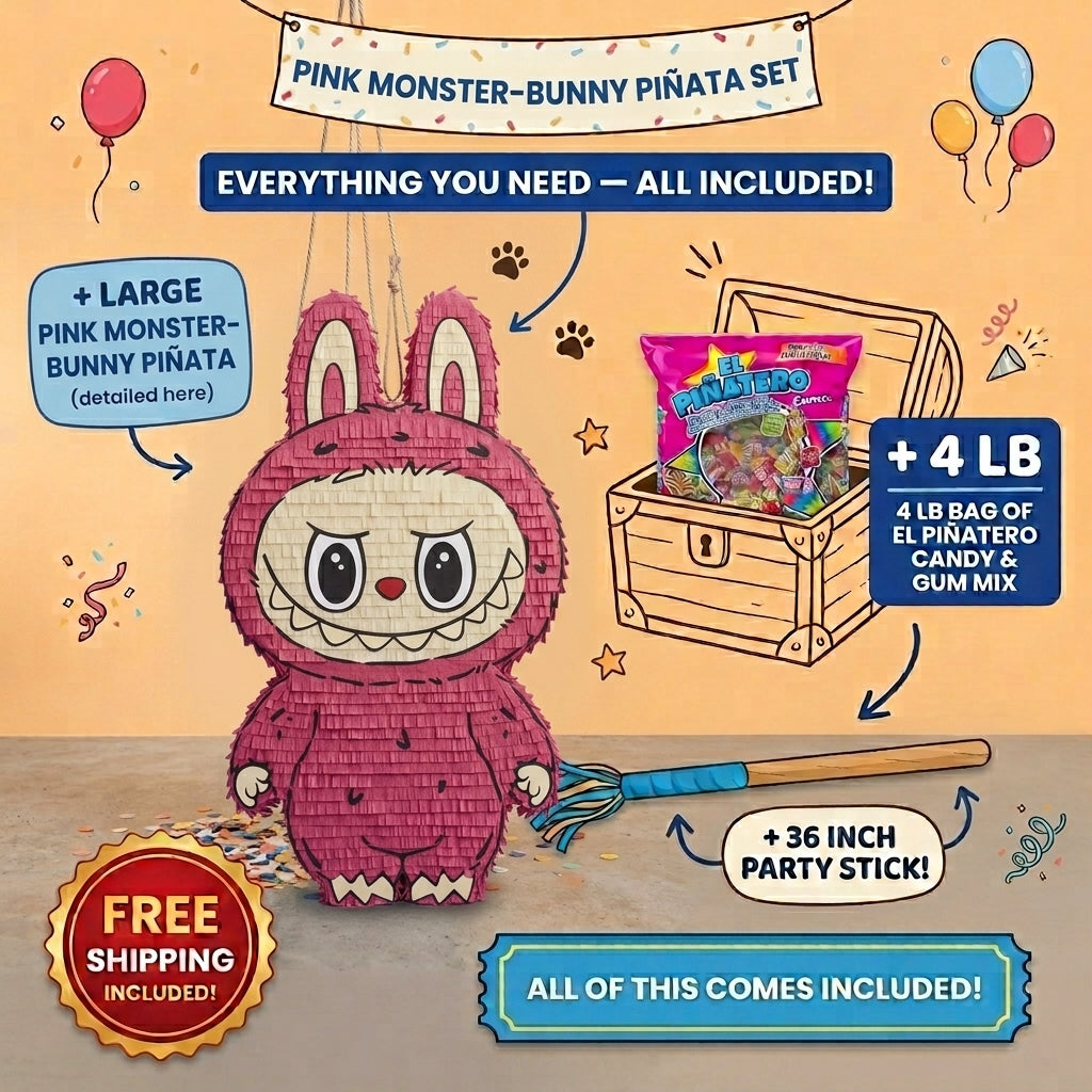 Handmade Labubu Piñata – 30" Custom Labubu Birthday Party Piñata
