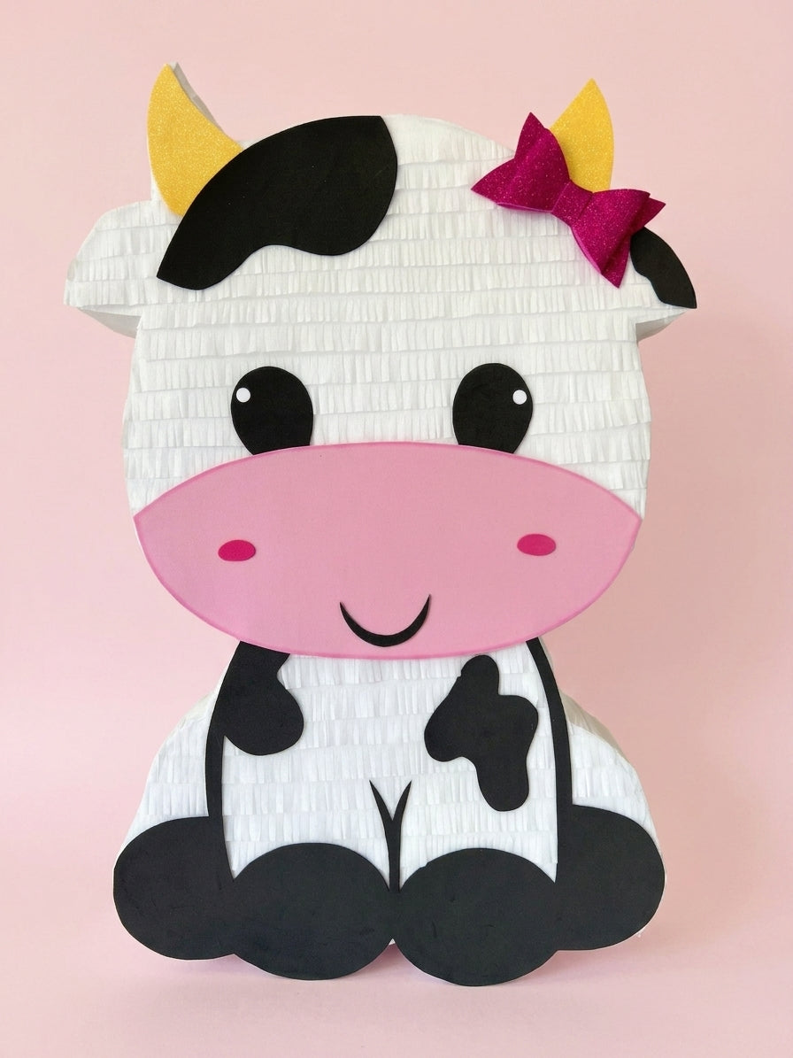 20 inch handmade cow piñata for farm and barnyard birthday party with free USA shipping