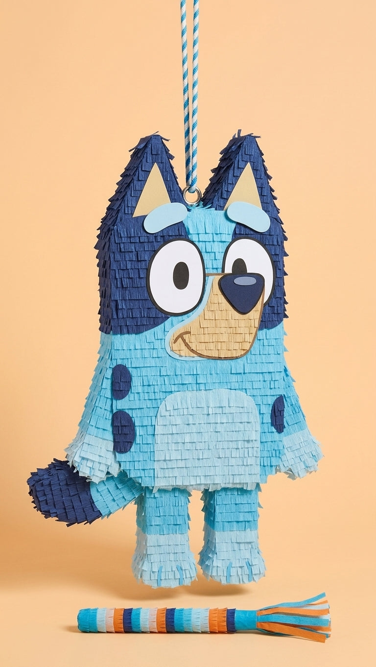20 inch handmade Bluey inspired piñata for kids birthday party with free shipping in the USA