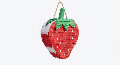 20 inch handmade strawberry piñata for birthday and strawberry themed party with free shipping in the USA