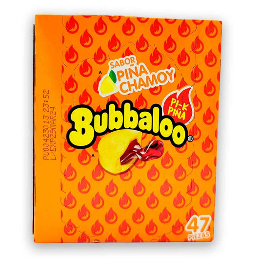 Bubbaloo Chicle Pina Chamoy/ Pineapple Mexican Bubble Gum Strawberry 47ct Box POS - Dulceria Mexicana "El Toto"