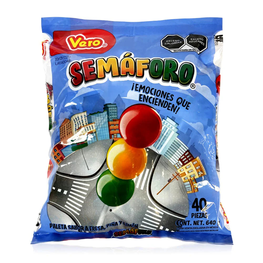 Vero Paleta Semáforo 40ct – Lollipop Mexican Candy - Dulceria Mexicana "El Toto"
