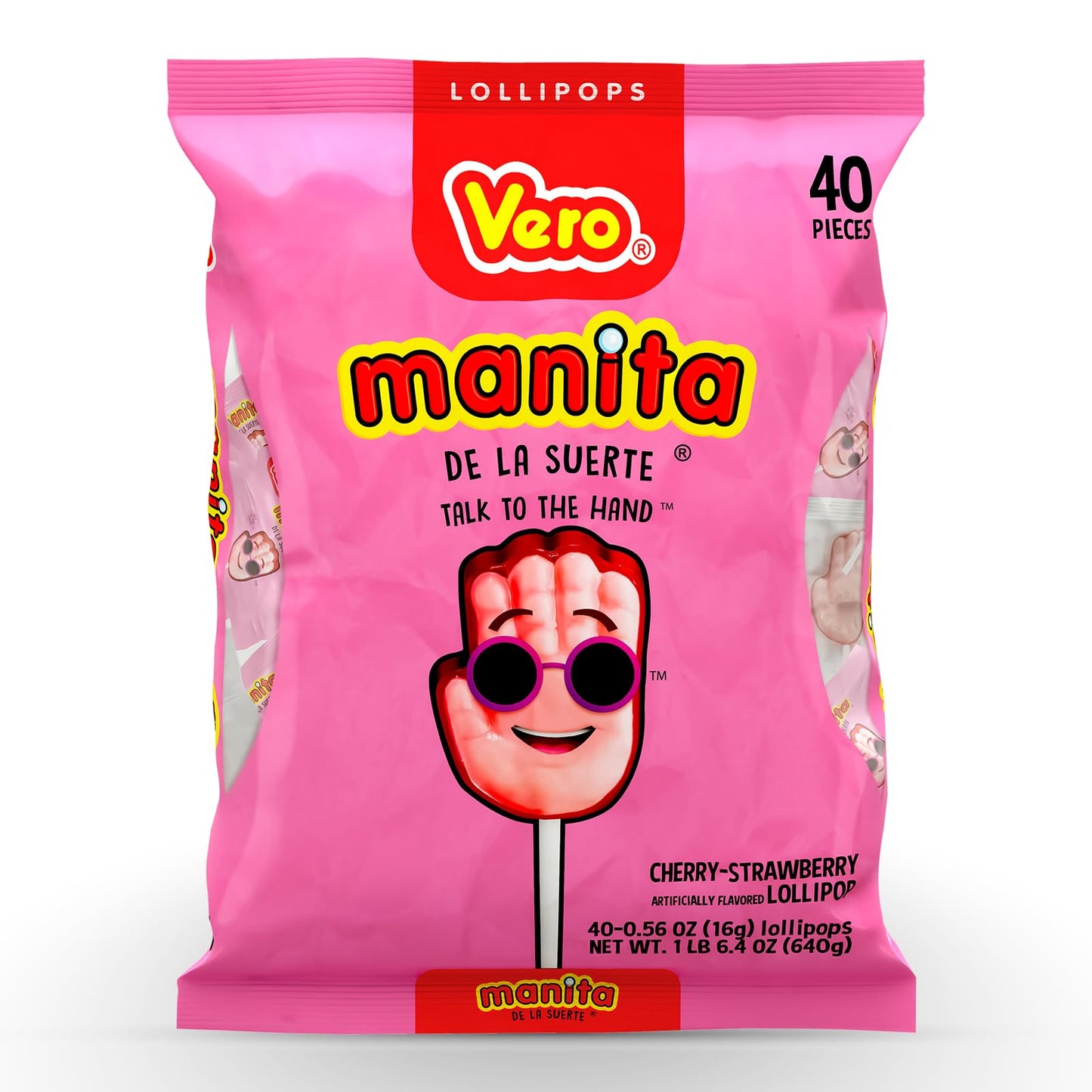 Vero Manita Cherry/Strawberry Lollipop 40ct Mexican Candy POS - Dulceria Mexicana "El Toto"
