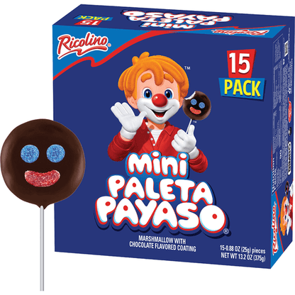 Ricolino Paleta Payaso Mini 15pk – Chocolate Mexican Lollipops - Dulceria Mexicana "El Toto"