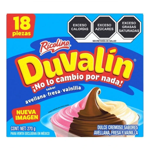 Ricolino Duvalin Trisabor Avellana/Fresa/Vainilla 18ct Mexican Candy POS - Dulceria Mexicana "El Toto"