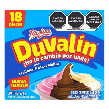 Ricolino Duvalin Trisabor Avellana/Fresa/Vainilla 18ct Mexican Candy POS - Dulceria Mexicana "El Toto"