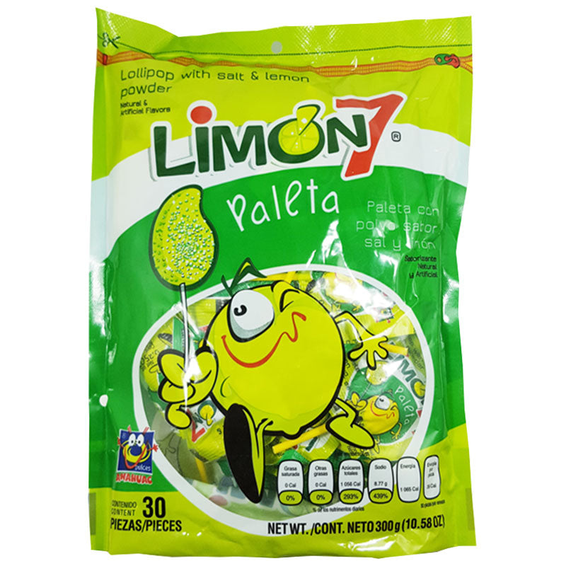 Anahuac Paleta Limon 7 Lollipop Lemon 30ct Mexican Candy POS - Dulceria Mexicana "El Toto"