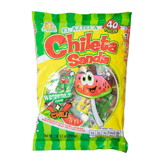 Azteca Chileta Sandia 40ct Bag – Spicy Watermelon Lollipops POS