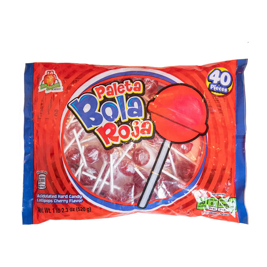 Azteca Paleta Bola Roja Lollipops 40 ct Mexican Candy Bag POS