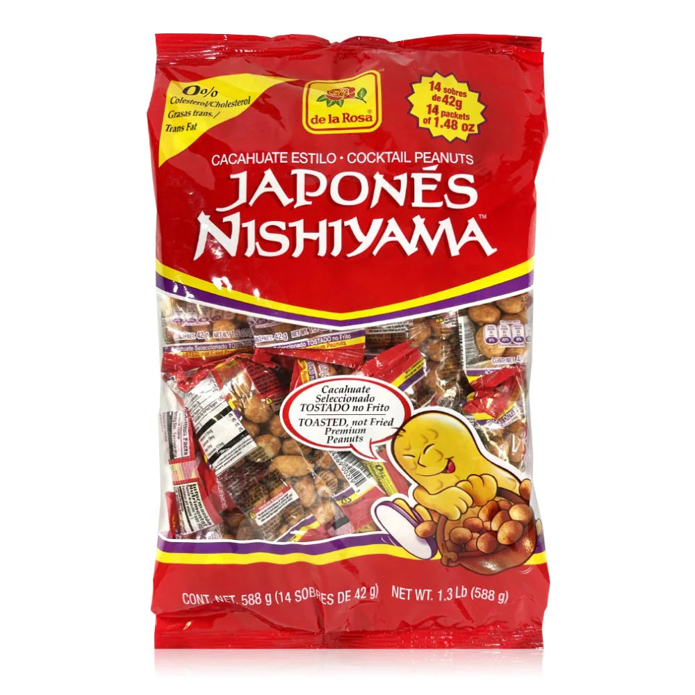 De La Rosa Cacahuate Japones / Japanese Style Peanuts: 20.7oz 14ct Bag Mexican Candy POS - Dulceria Mexicana "El Toto"