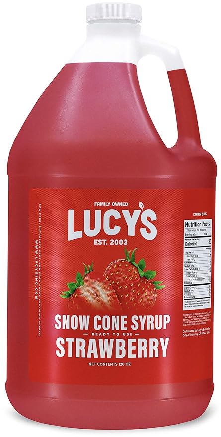 Lucys Syrup Fresa/Strawberry 1 Gallon Slushy Mexican Candy POS - Dulceria Mexicana "El Toto"