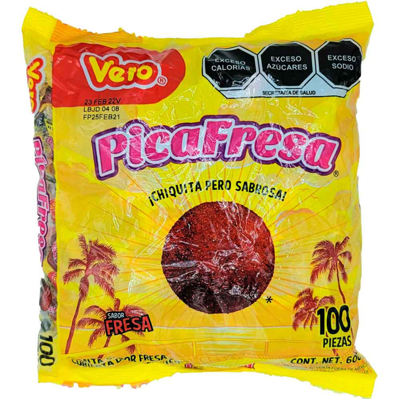 Vero Picafresa Bag 100ct Strawberry/ChiliMexican Candy POS - Dulceria Mexicana "El Toto"