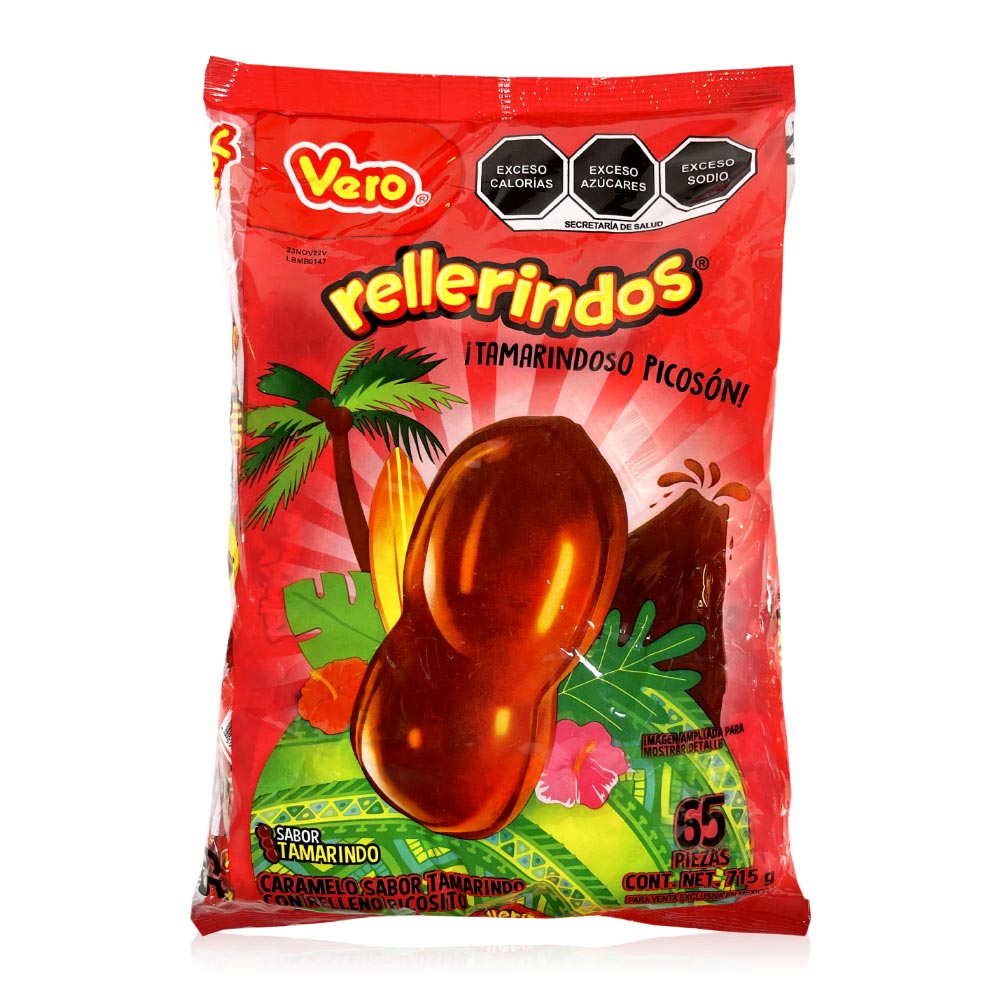 Vero Rellerindos Bag 65ct Tamarind Mexican Candy POS - Dulceria Mexicana "El Toto"